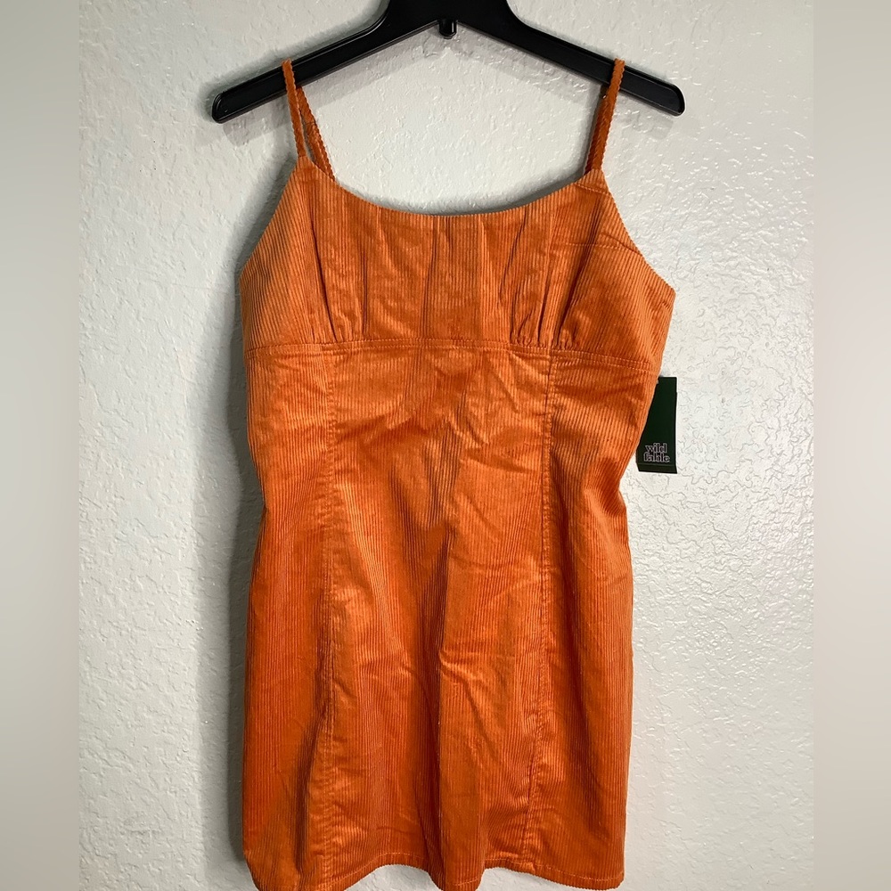 NWT Wild Fable Large Sleeveless Corduroy Orange Dress #Mini